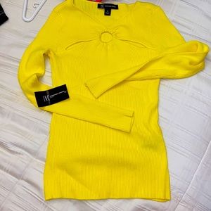 INC tight yellow knitted top